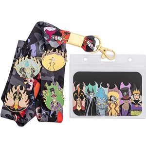Loungefly x Disney Villains Flames Lanyard with Cardholder & 4 Enamel Pins